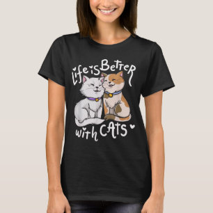 Leven is beter met katten Illustratie T-shirt