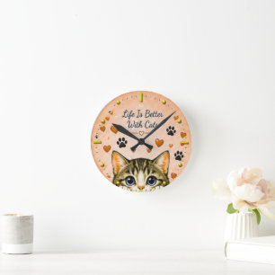 Leven is beter met katten klok voor kattenliefhebb