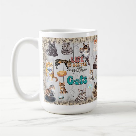 Leven is beter met katten - Personaliseer Koffiemok (Links)
