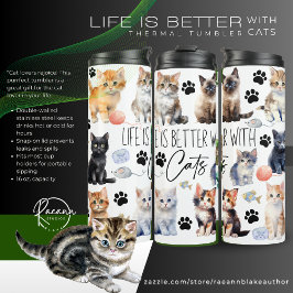 Leven is beter met katten thermische tumbler thermosbeker