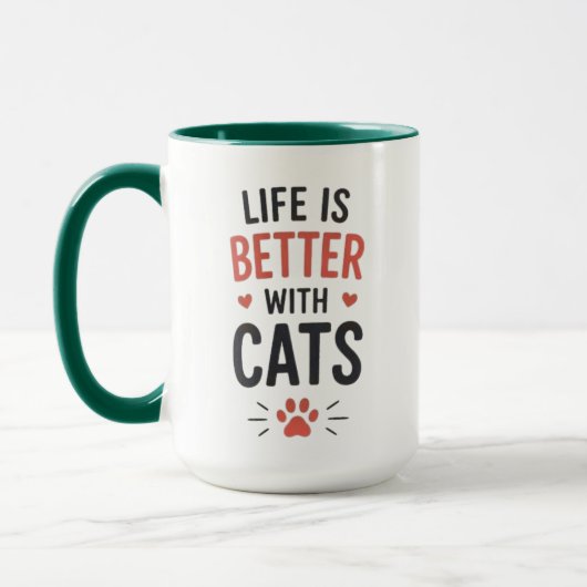 Leven is beter met katten typografie kattenliefheb mok (Links)