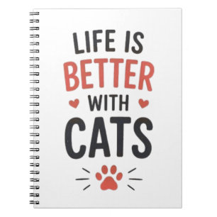 Leven is beter met katten typografie kattenliefheb notitieboek