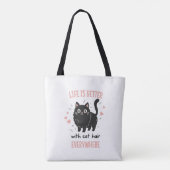 Leven is beter met kattenhaar overal, grappige kat tote bag (Achterkant)