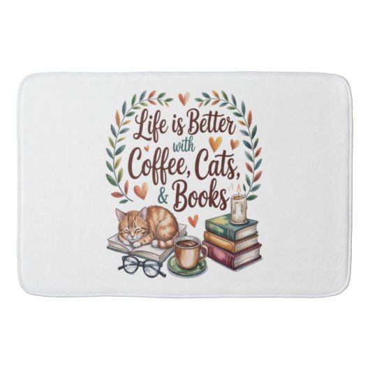 Leven is beter met koffie katten boeken badmat (Voorkant)