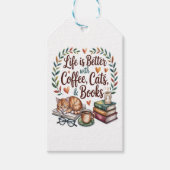 Leven is beter met koffie katten boeken cadeaulabel (Voorkant)