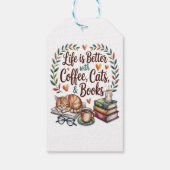 Leven is beter met koffie katten boeken cadeaulabel (Achterkant)
