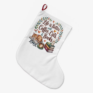 Leven is beter met koffie katten boeken grote kerstsok