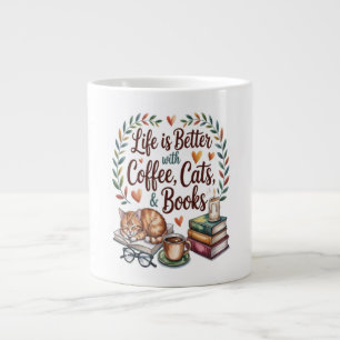 Leven is beter met koffie katten boeken grote koffiekop