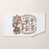 Leven is beter met koffie katten boeken handdoek (Handdoek)