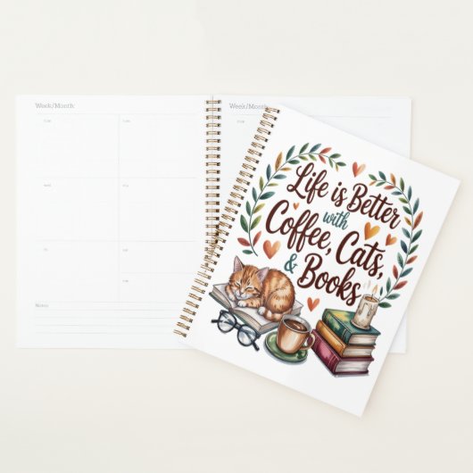 Leven is beter met koffie katten boeken planner (Display)
