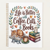 Leven is beter met koffie katten boeken planner (Voorkant)