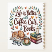 Leven is beter met koffie katten boeken planner (Achterkant)