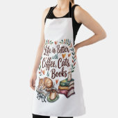 Leven is beter met koffie katten boeken schort (Insitu)