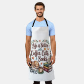 Leven is beter met koffie katten boeken schort (Gedragen)