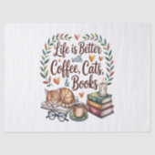 Leven is beter met koffie katten boeken tissuepapier (Voorkant)