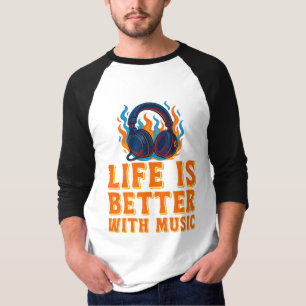 Leven is beter met muziek, hoofdtelefoon grafisch t-shirt