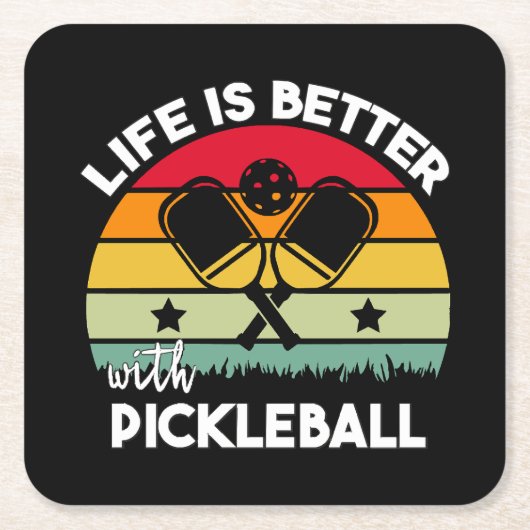 Leven is beter met Pickleball Kartonnen Onderzetters (Voorkant)
