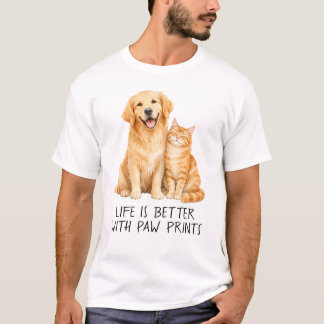 Leven is beter met pootafdrukken waterverf hond &  t-shirt