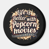 Leven is beter met popcorn en films Retro ontwerp Magneet (Voorkant)