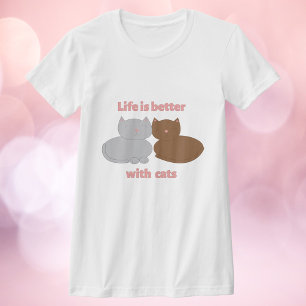 Leven is beter met roze katten t-shirt