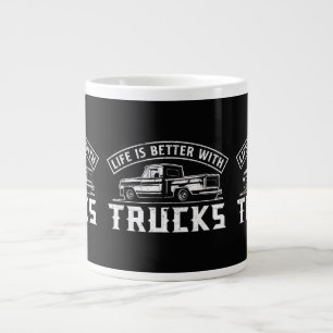 Leven is beter met vrachtwagens vrachtwagenchauffe grote koffiekop