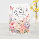 Leven is beter omdat jij er bent verjaardagskaart kaart (Gele Bloem)