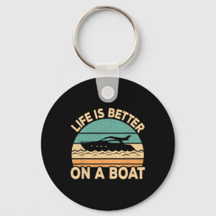 Leven Is Beter Op Een Boot Grappige Retro Vaar Kap Sleutelhanger