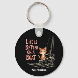 Leven is beter op een boot Katamaran zeilen ontwer Sleutelhanger
