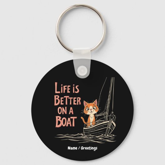 Leven is beter op een boot Katamaran zeilen ontwer Sleutelhanger (Voorkant)