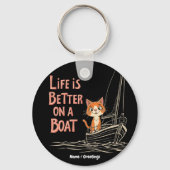 Leven is beter op een boot Katamaran zeilen ontwer Sleutelhanger (Achterkant)