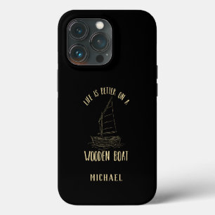 Leven is beter op een boot, nautisch gepersonalise iPhone 13 pro hoesje