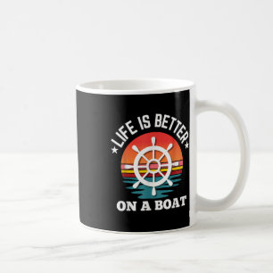 Leven Is Beter Op Een Boot Stuurwiel Retro Boot Koffiemok