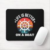 Leven Is Beter Op Een Boot Stuurwiel Retro Boot Muismat (Met muis)