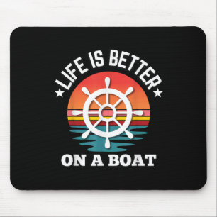 Leven Is Beter Op Een Boot Stuurwiel Retro Boot Muismat