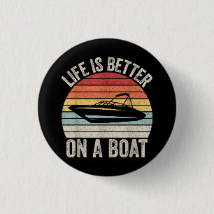 leven is beter op een bootkapitein varen P Ronde Button 3,2 Cm