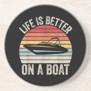  leven is beter op een bootkapitein varen P Zandsteen Onderzetter