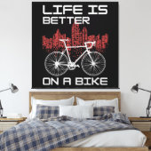 Leven is beter op een fiets canvas afdruk (Insitu (Slaapkamer))