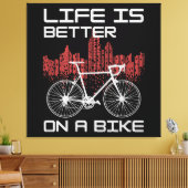 Leven is beter op een fiets canvas afdruk (Insitu (Woonkamer))