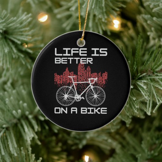 Leven is beter op een fiets keramisch ornament (Boom)