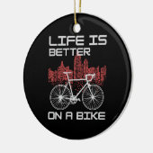 Leven is beter op een fiets keramisch ornament (Links)
