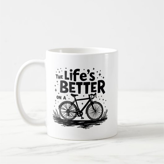 Leven is beter op een fiets koffiemok (Links)