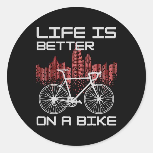 Leven is beter op een fiets ronde sticker (Voorkant)
