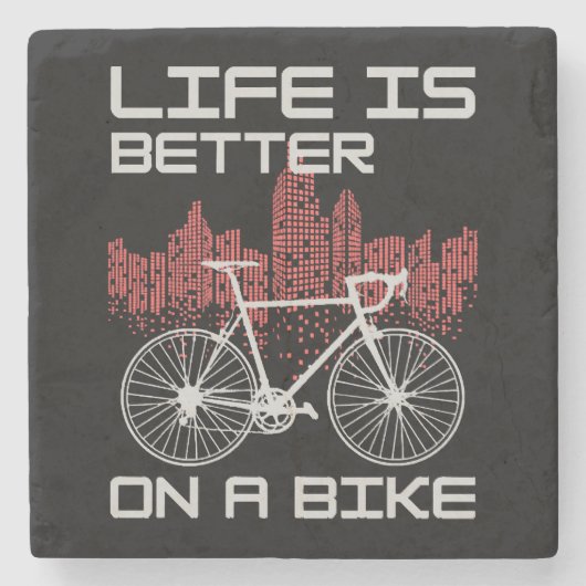 Leven is beter op een fiets stenen onderzetter (Voorkant)