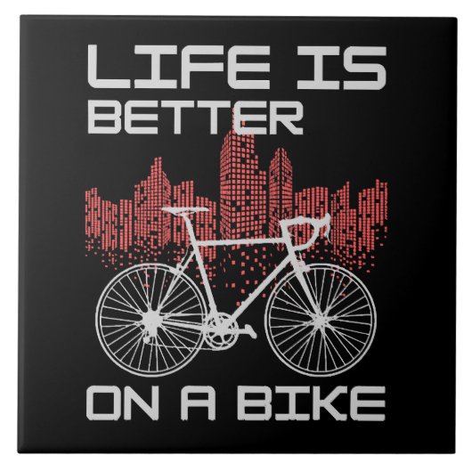 Leven is beter op een fiets tegeltje (Voorkant)