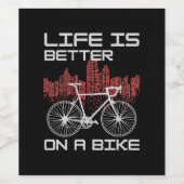 Leven is beter op een fiets wijn etiket (Enkel label)