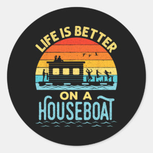 Leven Is Beter Op Een Huisboot Huisboot Meerboot Ronde Sticker
