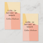 Leven is beter op het strand geel oranje boho rust visitekaartje (Voorkant / Achterkant)
