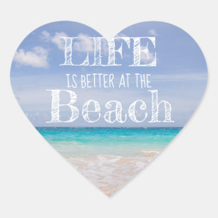 Leven is beter op het strand hartsticker hart sticker