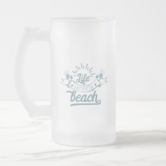 Leven is beter op het strand matglas bierpul (Links)
