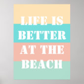 Leven is beter op het strand retro poster (Voorkant)